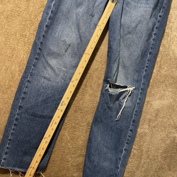 Old Navy Jeans Womens Sz 6 Sky High Extra Blue Distressed Raw Straight Leg Pants - Picture 7 of 8